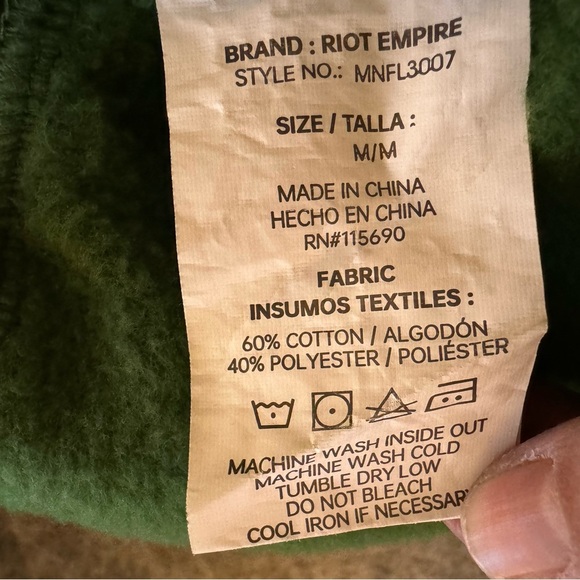 Riot Empire Graphic Wearable Art Psychedelic Hippiecore Green Hoodie Mens Size M - Picture 6 of 6